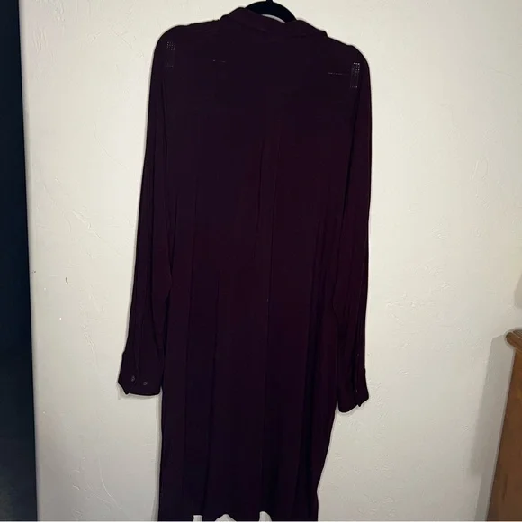Universal Standard Sally Long Sleeve Burgundy Button Down JerseyKnit Shirt Dress - Picture 9 of 10